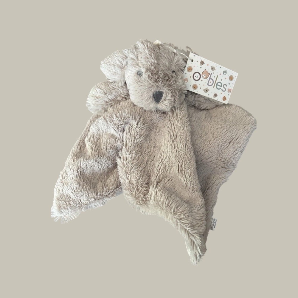 Oobles Plush Puppy Dog Security Blanket Lovey Taupe Grey Faux Fur Infant Toy NWT